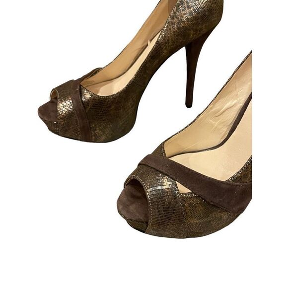 Guess Platform Stiletto High Heels Shoes Subtle Animal Print Open Toe 7.5M - Picture 4 of 11